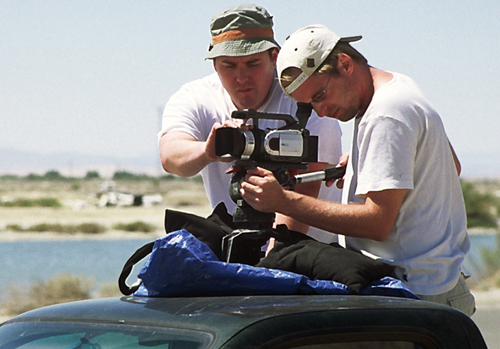 Directors Chris Metzler and Jeff Springer lineup a shot