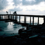 Dock stretches out into the Salton Sea