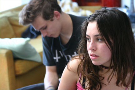Teenage girl and her boyfriend