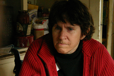 Cranky older woman in wheelchair