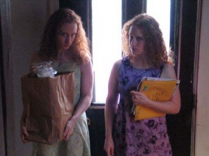 Georgia and Virginia (Jordana & Angela Berliner) bring home the bacon