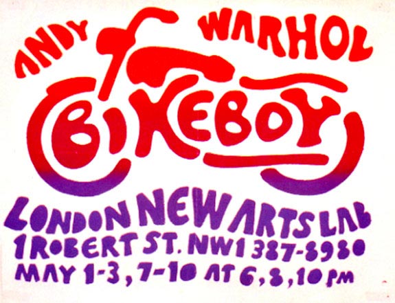 Stylized logo for film Bikeboy that is in shape of motorcycle
