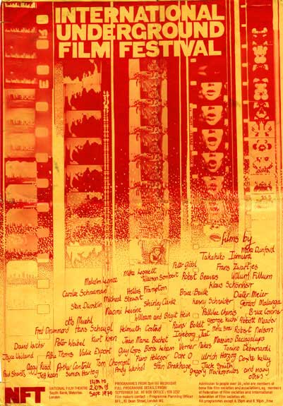 Red and yellow film festival poster with filmstrips
