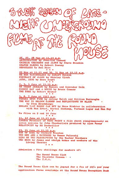 Poster with titles of avant-garde short films