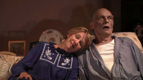 Elderly woman and her corpse husband