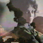Ghostly image of filmmaker Usama Alshaibi as a child sitting with his mother