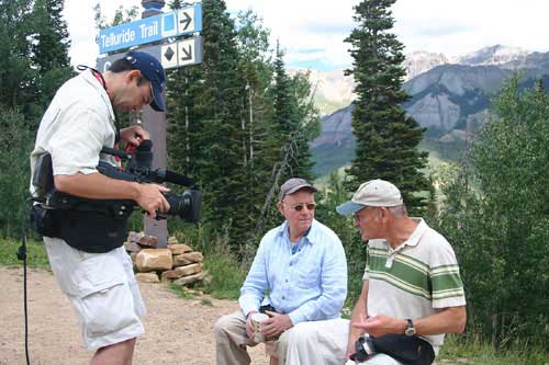Buck Henry and George Kuchar are interviewed for a documentary