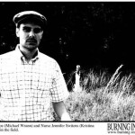 An amnesia victim and his nurse stand in a field