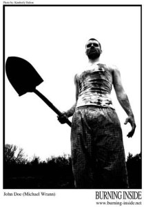 Burning Inside An amnesia victim covered in blood holds a shovel