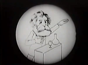 Drawing of a scientist giving a lecture