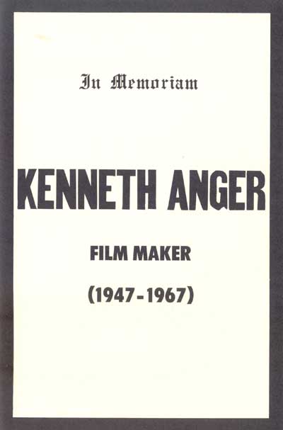Fake obituary for Kenneth Anger