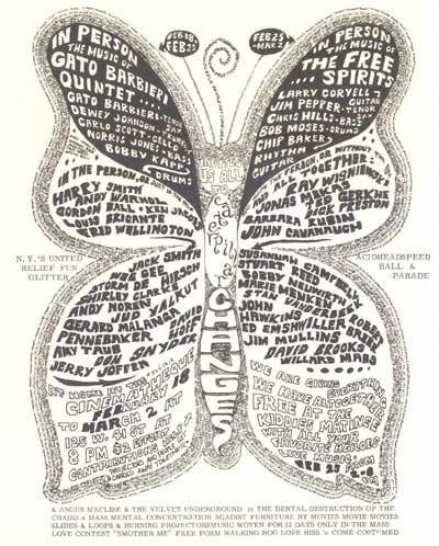 Psychedelic butterfly poster for underground film screening