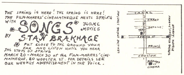 Movie poster for Stan Brakhage's Songs