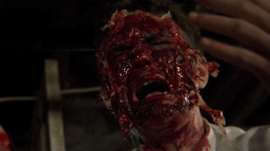 A man with his face peeled off.
