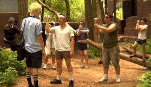 Man runs into gang in the woods.