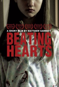 Poster for Beating Hearts featuring Gianna Bruzzese Actress Gianna Bruzzese wearing blood spattered pajamas