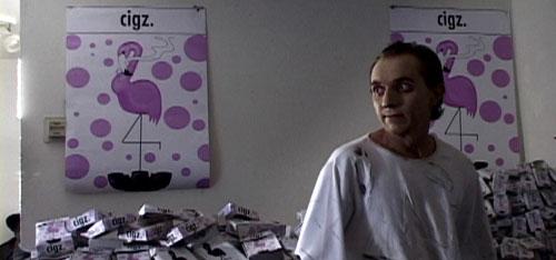 Man stands in apartment filled with cigarette boxes