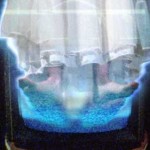 Ghostly image emerges from a TV set