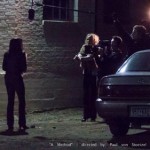 Documentary film crew films a prostitute