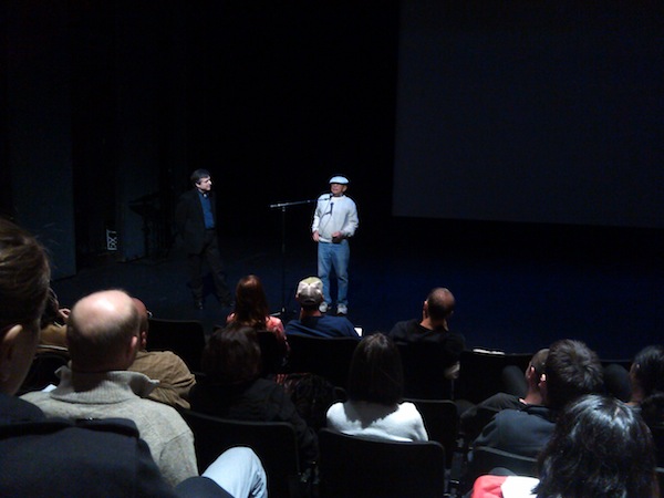Filmmaker Bruce Baillie seen from a distance at the Redcat Theater in Los Angeles