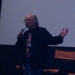 Clint Howard talks to the audience before the premiere of Sparks