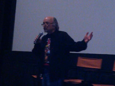 Clint Howard talks to the audience before the premiere of Sparks