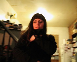 Christine Lucy Latimer and Mingus (Soft Focus) A slightly out of focus photo of Christine Lucy Latimer hugging her black cat Mingus