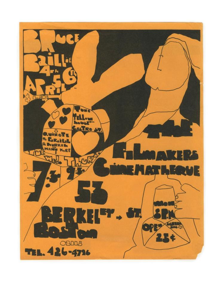 Poster promoting a screening of films by Bruce Baillie