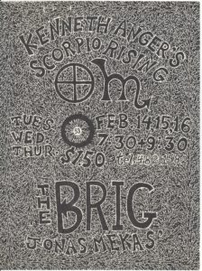 Poster promoting a screening of The Brig and Scorpio Rising