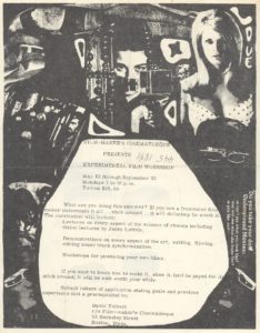 Flyer promoting experimental film workshops at the Boston Cinematheque