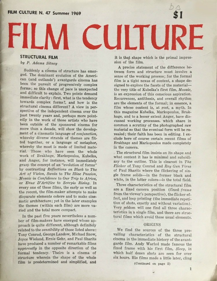 Cover of Issue 47 of Film Culture magazine
