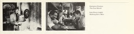 Film stills featuring black actors in The Cool World and Nothing But a Man