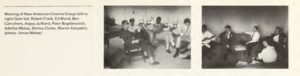 Two candid photos of meetings of the New American Cinema Group