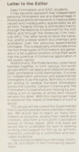 Letter from a student publication, 1983