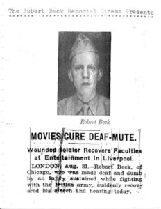 Flyer of a WWI solder accompanying an article about Robert Beck