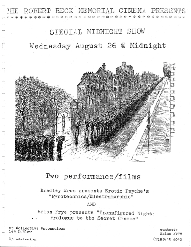 Poster promoting a screening of films curated by Brian L. Frye and Bradley Eros