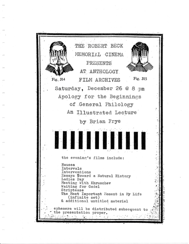 Poster promoting a screening of films by Brian L. Frye