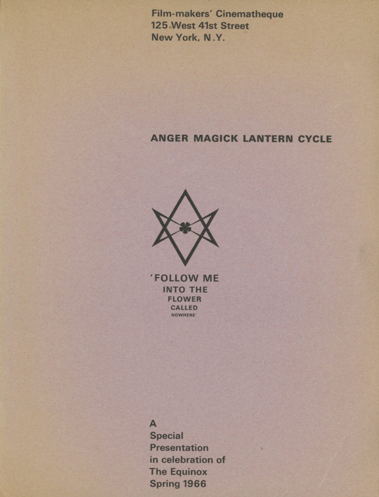 Intro page for Kenneth Anger's 1966 Magick Lantern Cycle screening