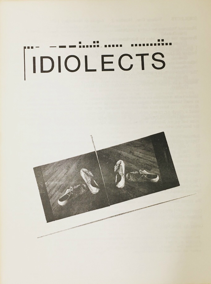 Cover of Idiolects issue 2 zine