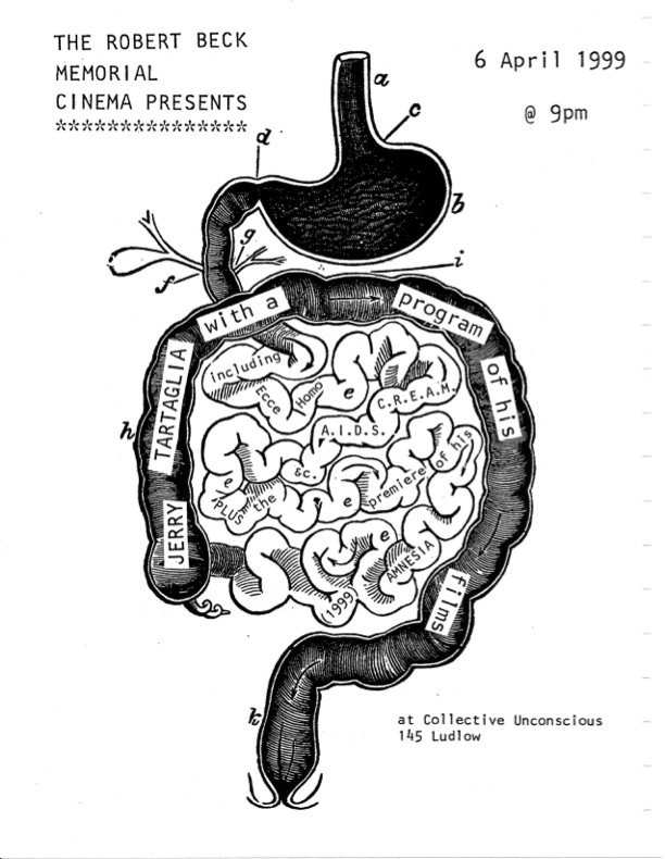 Film flyer featuring a drawing of a stomach and a brain