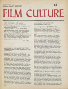 Cover to the 46th issue of Film Culture magazine with "the cover" being actual articles