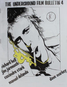 Cover of the fourth issue of the Underground Film Bulletin featuring a crude drawing