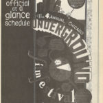 First page of the 4th annual Chicago Underground Film Festival schedule as printed in the magazine Lumpen, vol. 6 no. 4