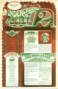 Movie poster for midnight screenings of underground films in Ohio in August and September 1970