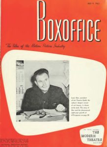 Cover to Boxoffice Magazine featuring a photograph of theatre magnate Louis Sher