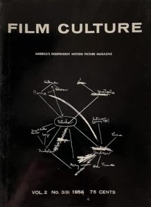 Cover to Film Culture issue 9 that features King Vidor's character diagram for War and Peace
