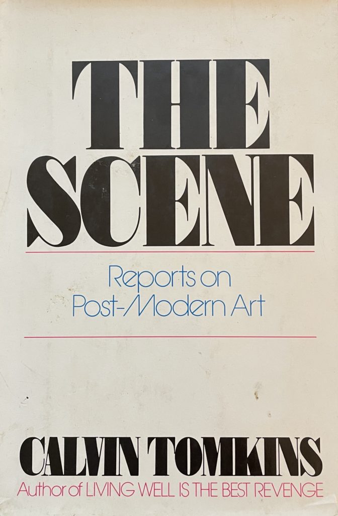 Book cover to Calvin Tomkins's The Scene that only has text on it