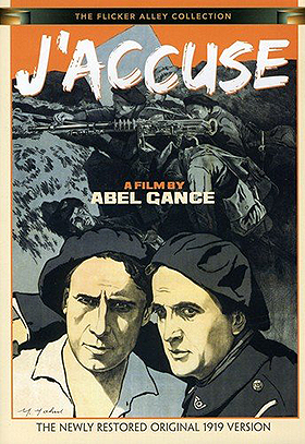 DVD cover of J'Accuse featuring a drawing of men in WWI