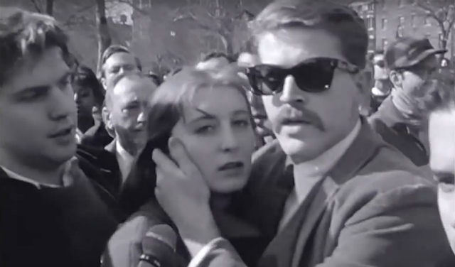 Sunday Man and woman at a peaceful protest in Washington Square Park