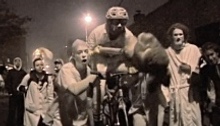 Bicycle club racing down the street